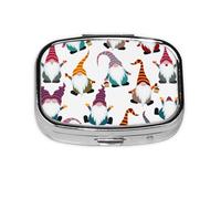 Xmas Funny Gnomes Print Pill Box, 2 Large Compartmensts to Moistureproof Portable Pill Box Organiser for Travel