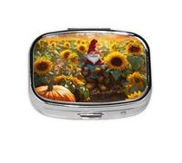 Xmas Funny Gnomes Print Pill Box, 2 Large Compartmensts to Moistureproof Portable Pill Box Organiser for Travel