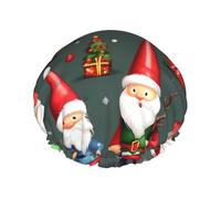 Xmas Funny Gnomes Print Soft Shower Cap for Women Men Reusable hat Lightweight hat and Bath Hair Cap