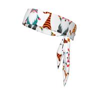 Xmas Funny Gnomes Print Tie Headband For Women Men, Ninja Headbands, Adjustable Moisture Wicking Cooling Headband