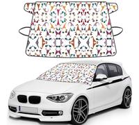 Xmas Funny Gnomes Printed Car Windshield Protector Against Snow Ice Dust UV Coated Full Coverage Window Cover with Elastic Straps & Carry Pouch