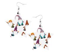 Xmas Funny Gnomes Printed Leather Pierced Earring Set, 1 Pair Lightweight Bohemian Earrings Birthday Party Jewelry Gifts For Women