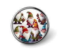 Xmas Funny Gnomes Round Lapel Pins Backpack Pin Cute Brooch Decoration Brooches for Women Men Fashion Button Badges for Hat Backpacks Purses Jackets Shirt Suit