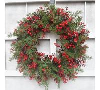 Xmas Garland Front Door Wreath 13. 7 Inch Green Home Wall Arch Window Summer Wreath Winter Large Berries (Green, 35cm)