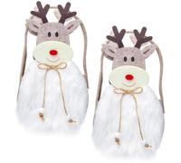 Xmas Gift Bag 2 Pcs Cloth Handheld for Small Items Xmas Present Bags | Xmas Theme, Festive Packing for Party Treats and Gifts, Suitable for Christmas Celebrations, 2 Pieces