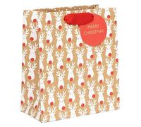 Xmas Gift Bag Reindeer Medium - Traditional Luxury Illustrated Christmas
