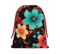 Xmas Gift Bags Xmas Treat Bags Reusable Christmas Bags for Gifts Beautiful Blue Flowers Gift Bags with Tags Party Supplies M