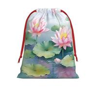 Xmas Gift Bags Xmas Treat Bags Reusable Christmas Bags for Gifts Beautiful Lotus Flowers Gift Bags with Tags Party Supplies L