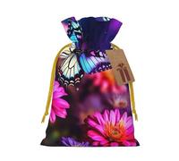 Xmas Gift Bags Xmas Treat Bags Reusable Christmas Bags for Gifts Butterfly Beautiful Flowers Gift Bags with Tags Party Supplies M