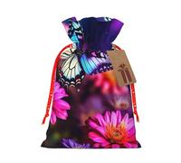 Xmas Gift Bags Xmas Treat Bags Reusable Christmas Bags for Gifts Butterfly Beautiful Flowers Gift Bags with Tags Party Supplies S