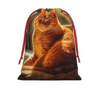 Xmas Gift Bags Xmas Treat Bags Reusable Christmas Bags for Gifts Cat Sitting on Bed Gift Bags with Tags Party Supplies M