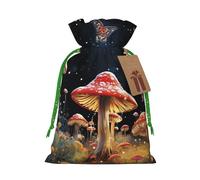 Xmas Gift Bags Xmas Treat Bags Reusable Christmas Bags for Gifts Moth Behind Mushroom Gift Bags with Tags Party Supplies