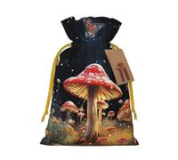 Xmas Gift Bags Xmas Treat Bags Reusable Christmas Bags for Gifts Moth Behind Mushroom Gift Bags with Tags Party Supplies