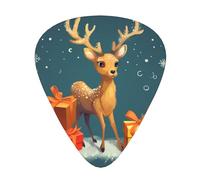 Xmas Gift Deer Printed Guitar Picks 12-Piece Set - Comfortable, Versatile Plectrum for All Guitar Styles & Players