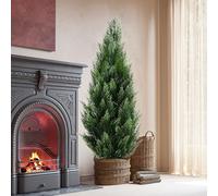 Xmas Gifts Artificial Cedar Tree 2.95 FT Artificial Cedar Topiary Trees For Outdoors Potted Fake Trees Faux Plants For Home Porch Decor for Xmas New Year Decoration