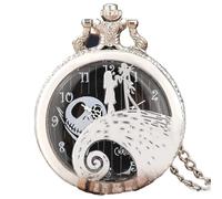 Xmas Gifts Vintage Quartz Necklace Watch for Kids Men Women Steampunk Cool Little Girl Skeleton Display Pendant Pocket Clock,Silver A 80 cm Chain