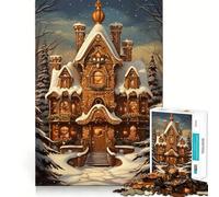 Xmas Gingerbread House 1000-piece Jigsaw Puzzles Brain Fun Training Seamless Fit Precise Pieces Fascinating Hobby for Idle Moments (50x75cm)