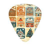 Xmas-Gingerbread-Houses 12 Pack Guitar Picks With 3 Thicknesses And Storage Box, Abs Plectrums For Electric Bass Guitar Players