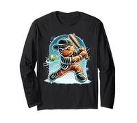 Xmas Gingerbread Playing Softball Smashing through the snow Long Sleeve T-Shirt