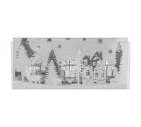 Xmas Glitter Silver Scene Tea Light Holder Triple Tealight 3 Candle Holder Decor Plate Home