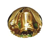 Xmas Gold Balls and Bells Printed Double-Layer Waterproof Shower Cap - Reusable Spa & Face Mask Bathing Hat for Travel, Home Care & Beauty Routine