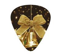 Xmas Gold Balls and Bells Printed Guitar Picks 12-Piece Set - Comfortable, Versatile Plectrum for All Guitar Styles & Players