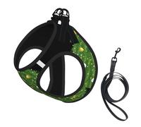 Xmas Green Tree Print Harness Leash Set For Cats And Dogs, Reflective Adjustable, Soft Breathable Mesh Vest With Escape-Proof Lead, For Small Pets And Kitten Puppies