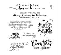 Xmas Greetings Words Phrases Soft Rubber Gel Stamps for Card Making DIY Scrapbooking Decorations Merry Christmas, Glory to The Newborn King, Christmas Begins