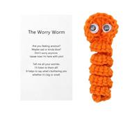 Xmas Handmade Crochet Worry Worm, Stress Relief Emotionals Support Worry Worms with Card, Creative Cute Crochet Worry Worm, Mental Health Encouragement Positive Gift for Best Friends Family (Orange)
