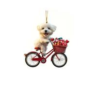 Xmas Hanging Decorations Valentine's Day Roses Puppy Biking Flower Basket Acrylic Decorative Keychain Pendant Artistic Tree Ornaments for Festive Decoration