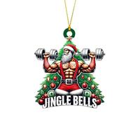 Xmas Hanging Ornament Christmas Decorations Ornaments Big Christmas Tree Ornaments for Coworkers Tree Two Pendant Decoration Double Print Fitness Muscle Santa