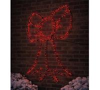 Xmas Haus 100Cm Red Christmas Bow Light 315 Micro Led Metal Outdoor Wall Flash