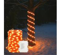 XMAS HAUS 10M Festive Christmas Candy Tube Light with 100 Warm White Micro LEDs, 3AA Battery Operated, 8 Functions, Outdoor Use