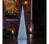 Xmas Haus 120Cm Silver Cone Led Light Tower 300 White Led Christmas Outdoor