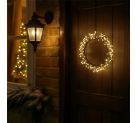 Xmas Haus 25cm Black Wreath 800Warm White Micro led 3m Cable