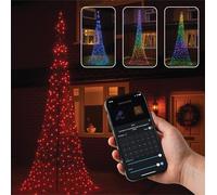 XMAS HAUS 320cm Outdoor Christmas Flagpole LED Tree, RGB, App and Remote Control, Timer, IP20 Transformer, 5m Lead, Festive Seasonal Decoration