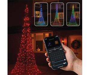 XMAS HAUS 320cm Outdoor Christmas Flagpole LED Tree, RGB, App and Remote Control, Timer, IP20 Transformer, 5m Lead, Festive Seasonal Decoration