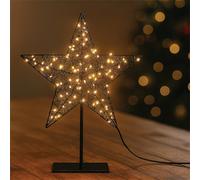 Xmas Haus 44Cm Black Metal Led Star On Stand 100 Warm White Led Outdoor
