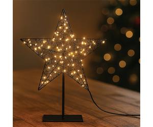 Xmas Haus 44Cm Black Metal Led Star On Stand 100 Warm White Led Outdoor