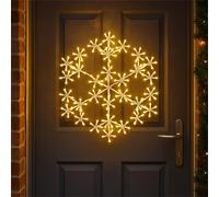 Xmas Haus 490mm Wide, 180 Warm White LEDs, 8 Modes, Timer, Christmas Festive Holiday Hanging Snowflake