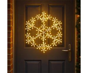 Xmas Haus 490mm Wide, 180 Warm White LEDs, 8 Modes, Timer, Christmas Festive Holiday Hanging Snowflake