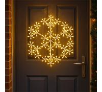 Xmas Haus 50cm 180Warm White LED Metal Snow Flake 3m lead Outdoor Xmas Haus White
