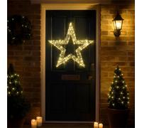Xmas Haus 55Cm Silver Metal Led Star 100 Warm White Micro Led Christmas Outdoor