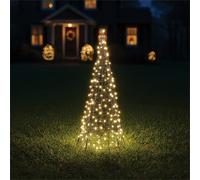 Xmas Haus 57Cm Festive Christmas Pyramid-Shaped Led Tower, Timer, 300L Warm White Leds, Black Shiny Slim Plastic Rope, 5M Cable &