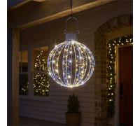 XMAS HAUS 610mm LED Christmas Festive Holiday Hanging Ball 400 Micro LEDs (White & Warm White) with Flash Effect, 5M Cable, Outdoor Festive Christmas Light Decoration