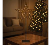 Xmas Haus 66Cm Black Metal Led Star On Stand 100 Warm White Led Outdoor