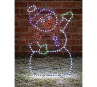 Xmas Haus 79Cm Snowman Silhouette 241 Multicolour Micro Led Metal Outdoor Timer