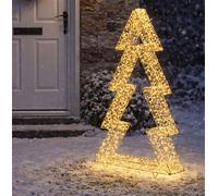 Xmas Haus 91Cm Gold Metal Christmas Tree 3600 Micro Led Outdoor Indoor Timer