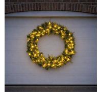 Xmas Haus 94Cm Pre Lit Christmas Wreath 200 Warm White Led Outdoor Door Timer