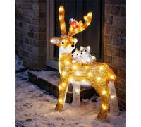 Xmas Haus Acrylic Led Reindeer With Bird & Squirrel 80 White Led Outdoor Timer